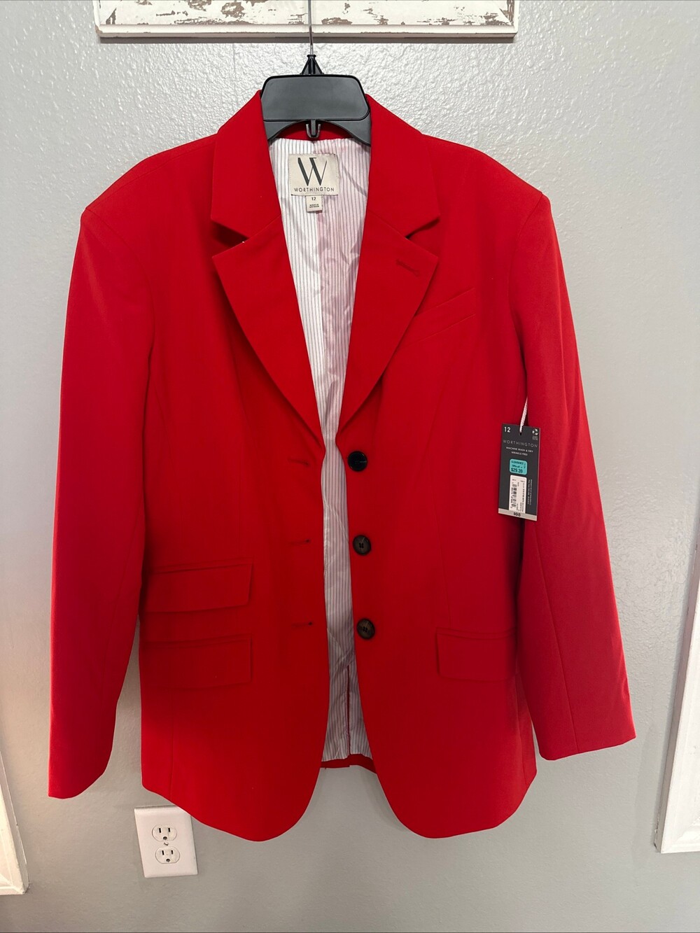 Worthington Women’s Red Blazer Jacket Size 12 NWT Tailored Career Workwear